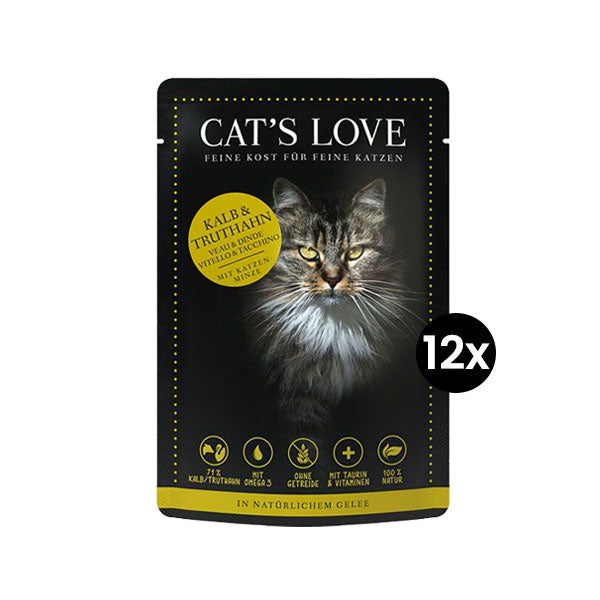 CAT'S LOVE Adult Mix Veal and Turkey in a Pouch