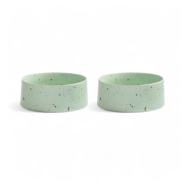 GOLDENWAY ceramic feeding bowl with wooden base