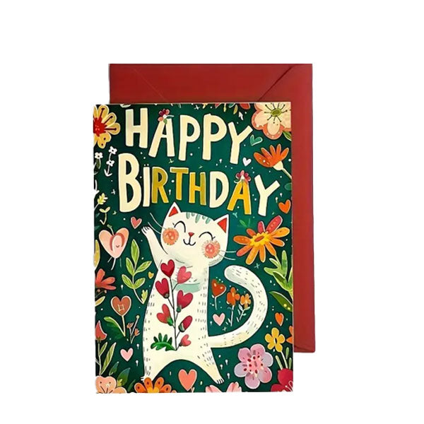GOLDENWAY Birthday Card Cat