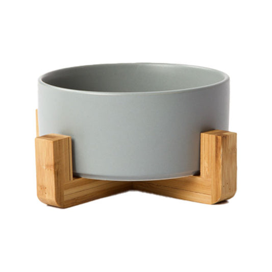 GOLDENWAY ceramic feeding bowl with wooden base