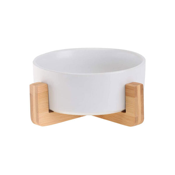 GOLDENWAY ceramic feeding bowl with wooden base