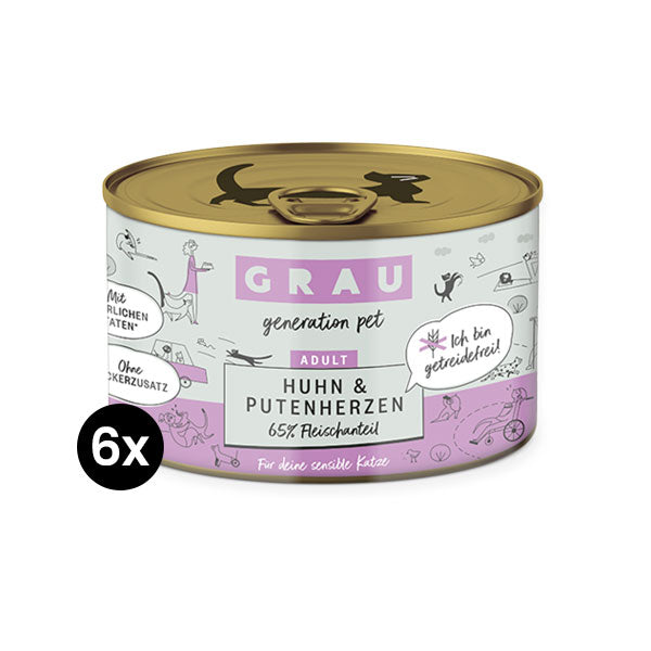 GREY Cat Adult Chicken and Turkey Hearts