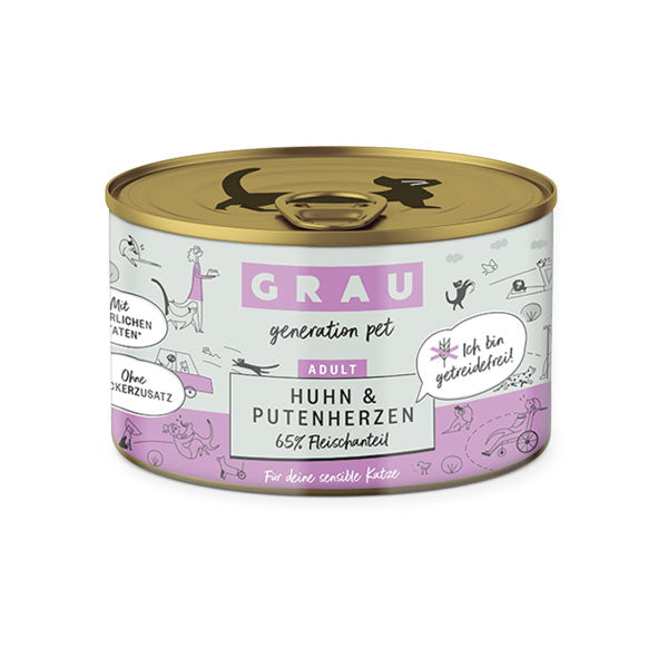 GREY Cat Adult Chicken and Turkey Hearts