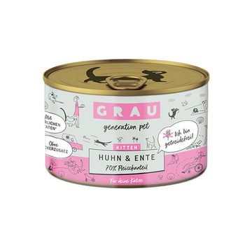 GRAU Katze Kitten Huhn & Ente
